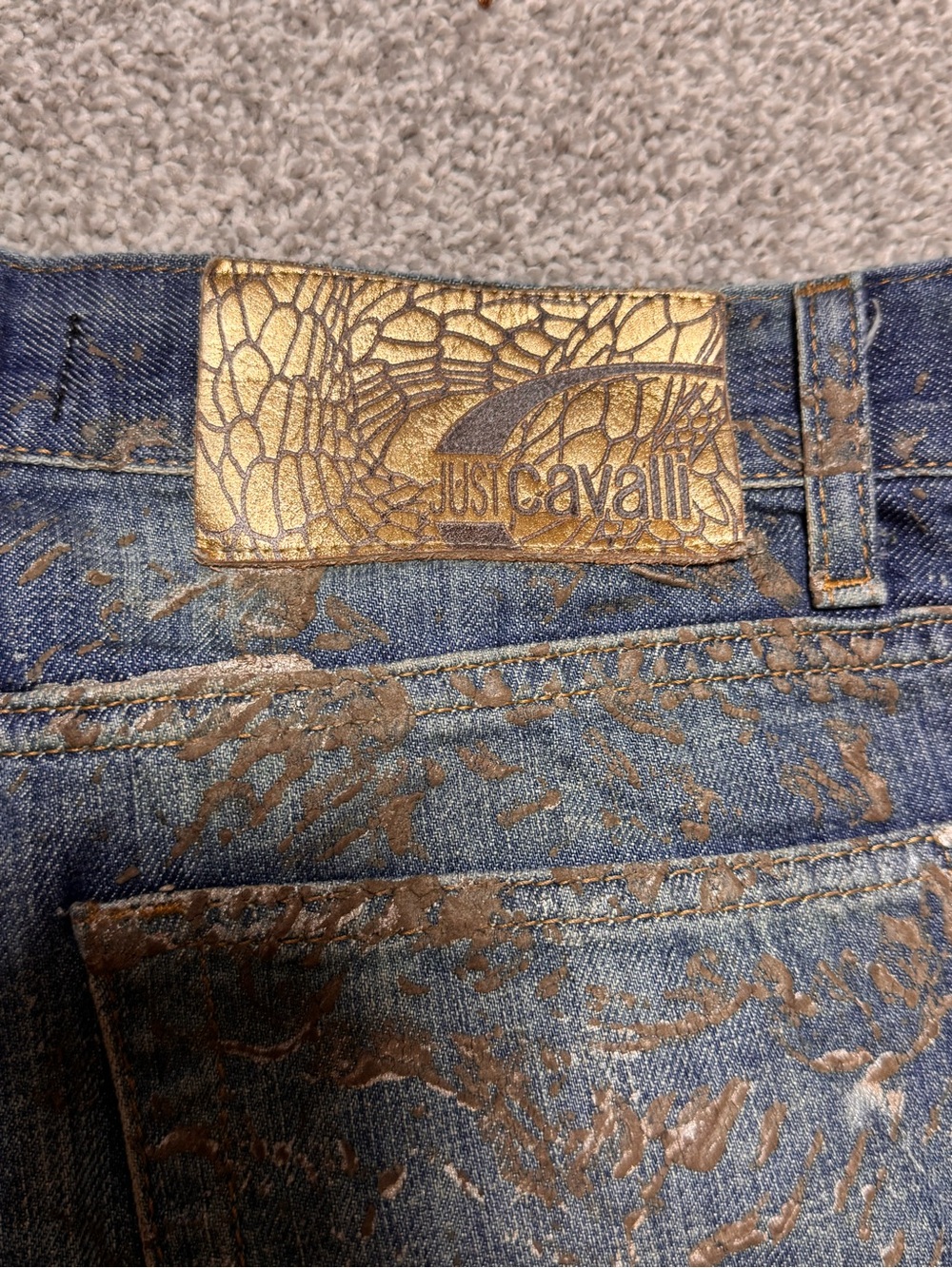 Just Cavalli vintage gold Embellished Women's Jeans size 32/40 - Picture 8 of 9